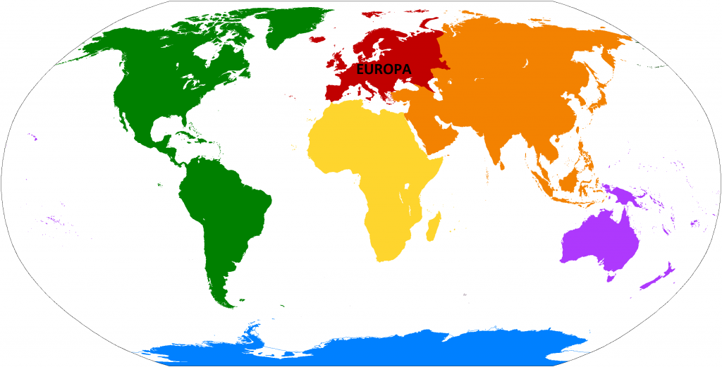 mapa świata kontynent Europa